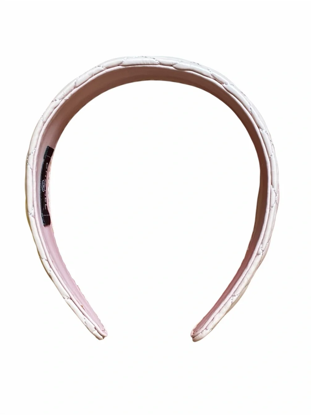 ✨ChaneI. Light Pink Quilted Headband with Gold-Tone CC Logo